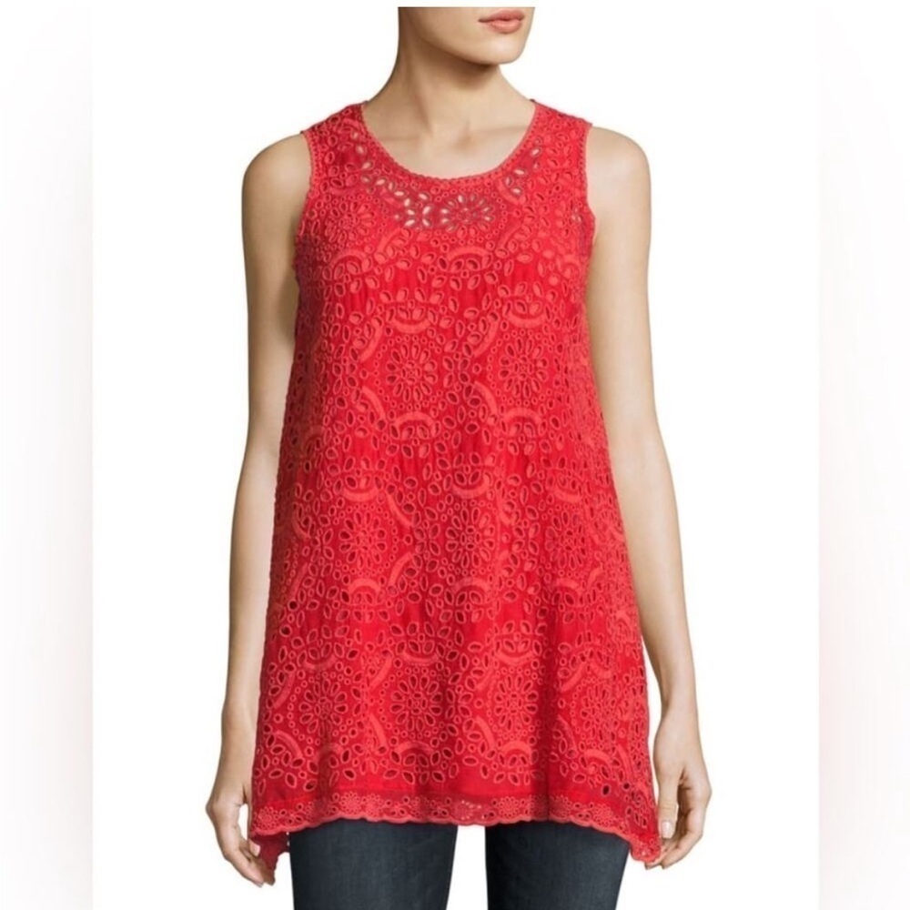 Johnny Was Eyelet Embroidered Tunic Top Size XS/S